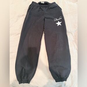 Darling Black Heavy Sweat Pants with White Star Graphic
